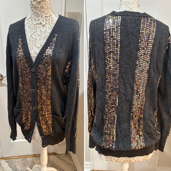 SOLD Nanette Lepore symphony sequin cardigan L ASO Gossip Girl Serena - Picture 2 of 6